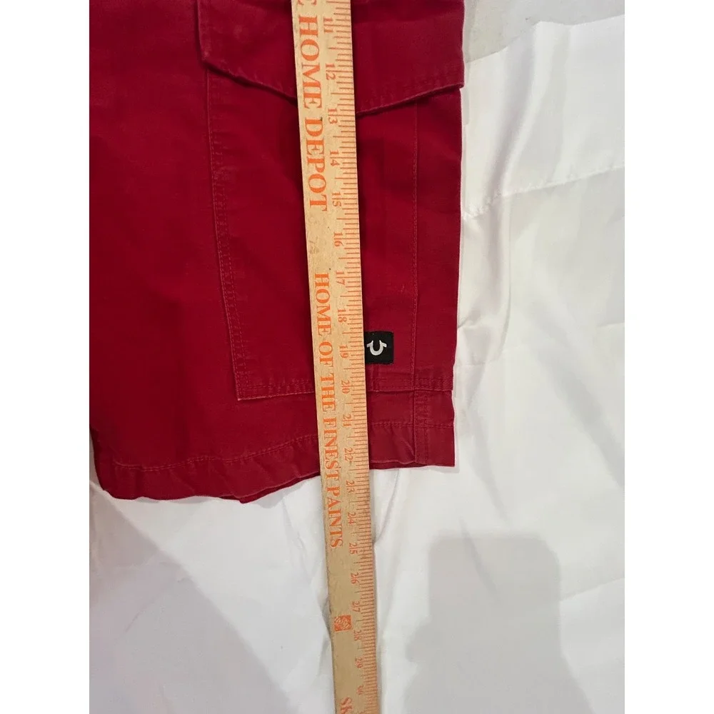 Vintage Y2K True Religion Cargo Cotton Logo Shorts Size 32 Red
